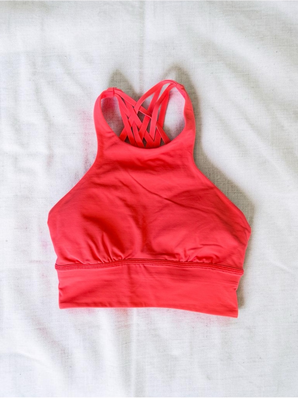 Lululemon Coral Strappy High-Neck Sports Bra